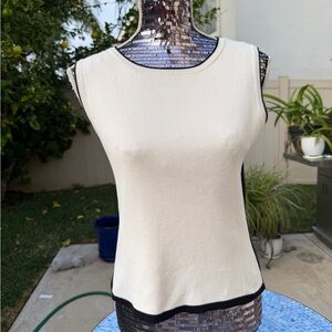 Nine & Co. Cream and Black Trim Tank Top